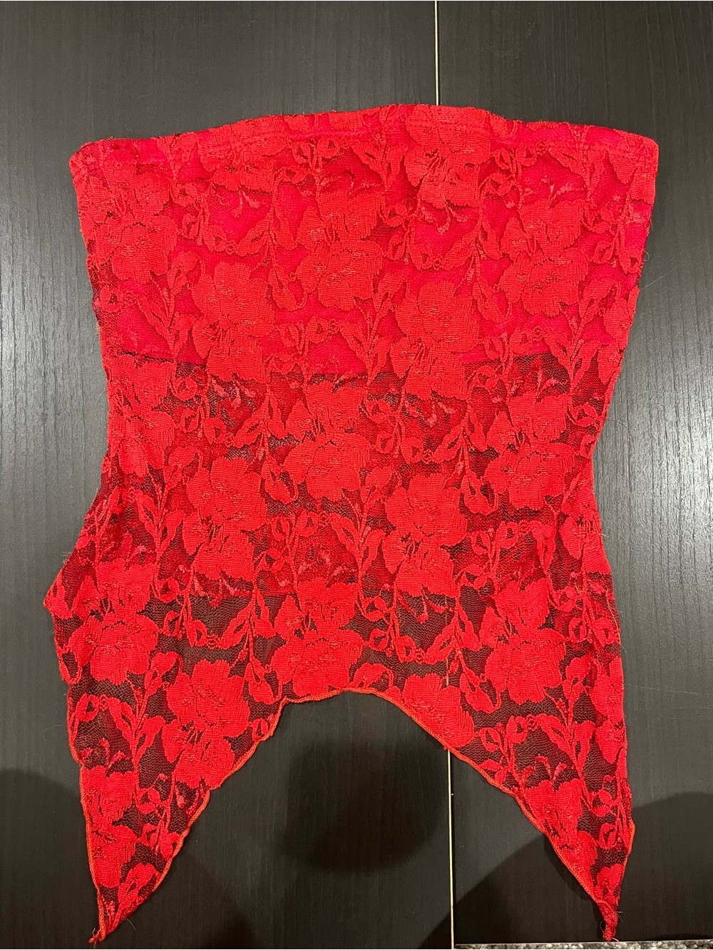 Urban Renewal Bright Red Lace-Trim Strapless Top